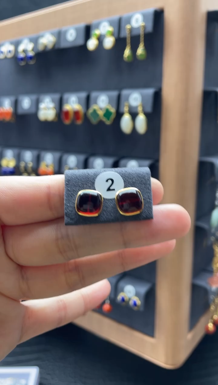 【闪购商品】琥珀耳饰银S925镶嵌0000002