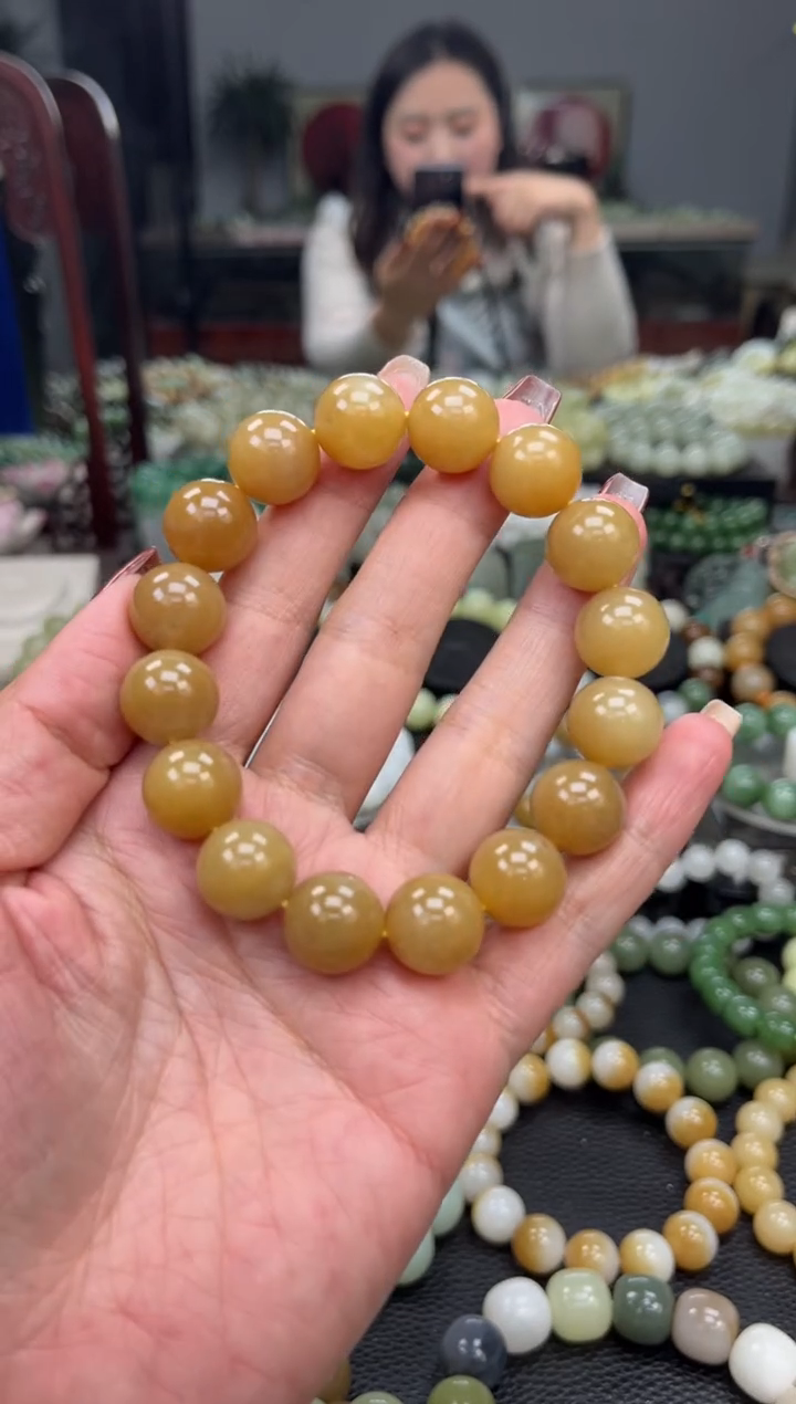 【闪购商品】和田玉手串未镶嵌新疆且末黄金糖卡14