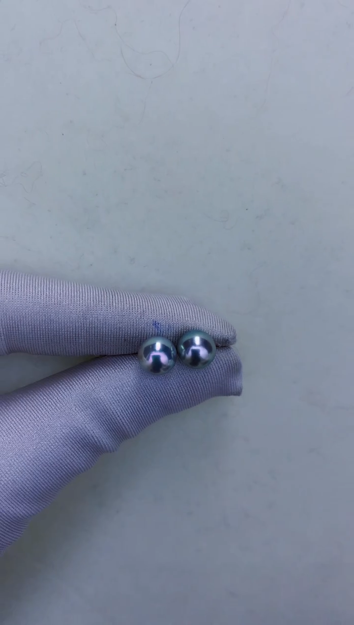 铂Pt900镶嵌DA海水珍珠灰珠素钉7.5-8MM X105