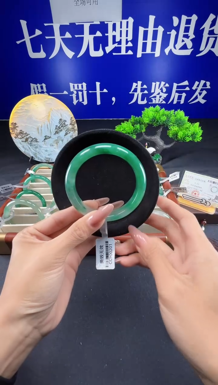 未镶嵌手镯石英质玉（非洲翠）圈口58