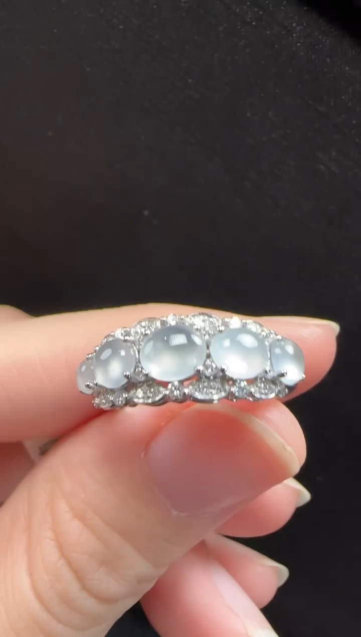 18K金镶嵌戒指翡翠3078蛋面一枚