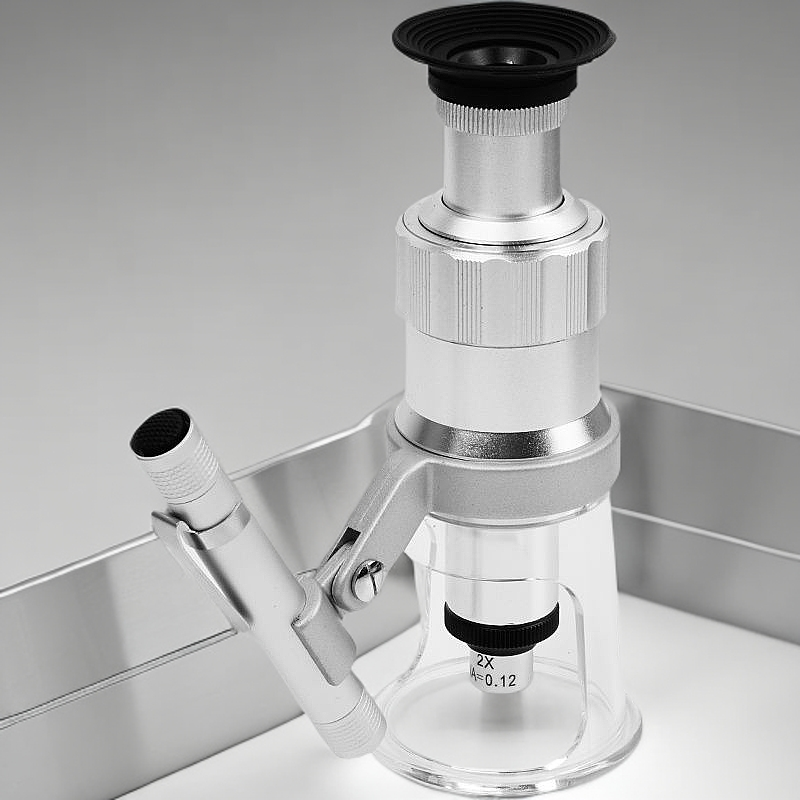 台式放大镜100倍带灯led读数带刻度内置60倍光学玻璃鉴定拜斯特