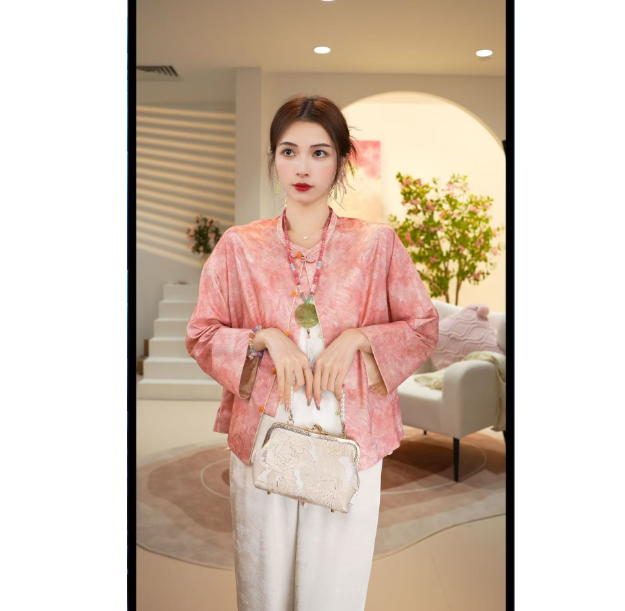 天池一色/双面双穿新中式春季新款重工织锦上衣2025A0965 子涵