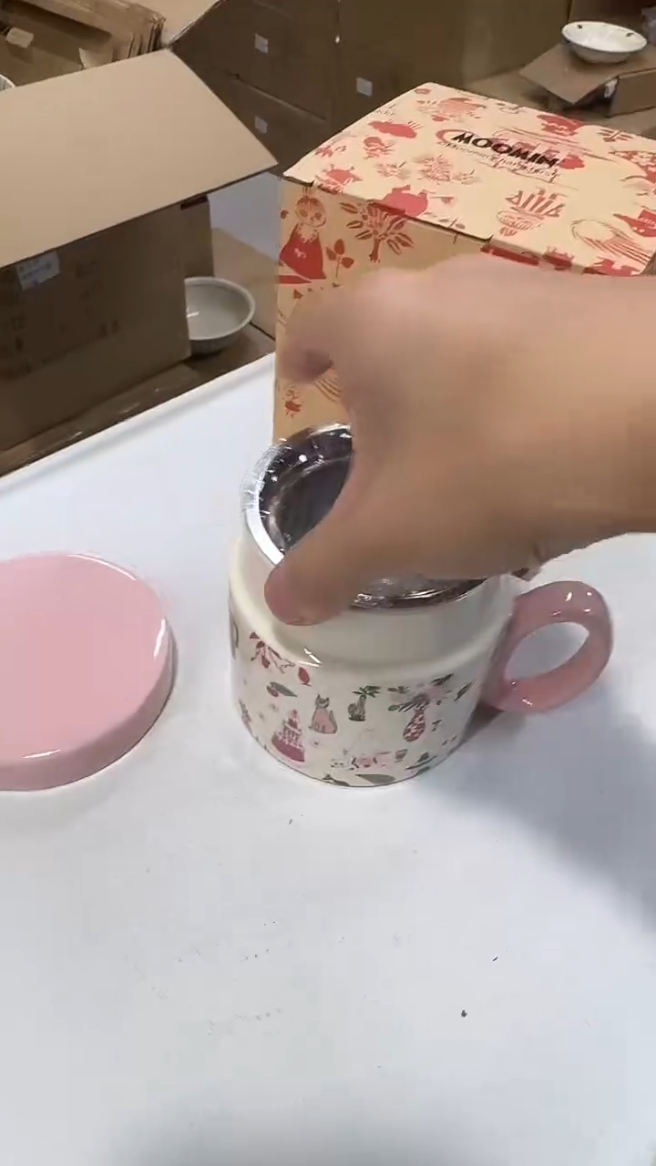 瓷片粉色派对盖杯（含茶滤）