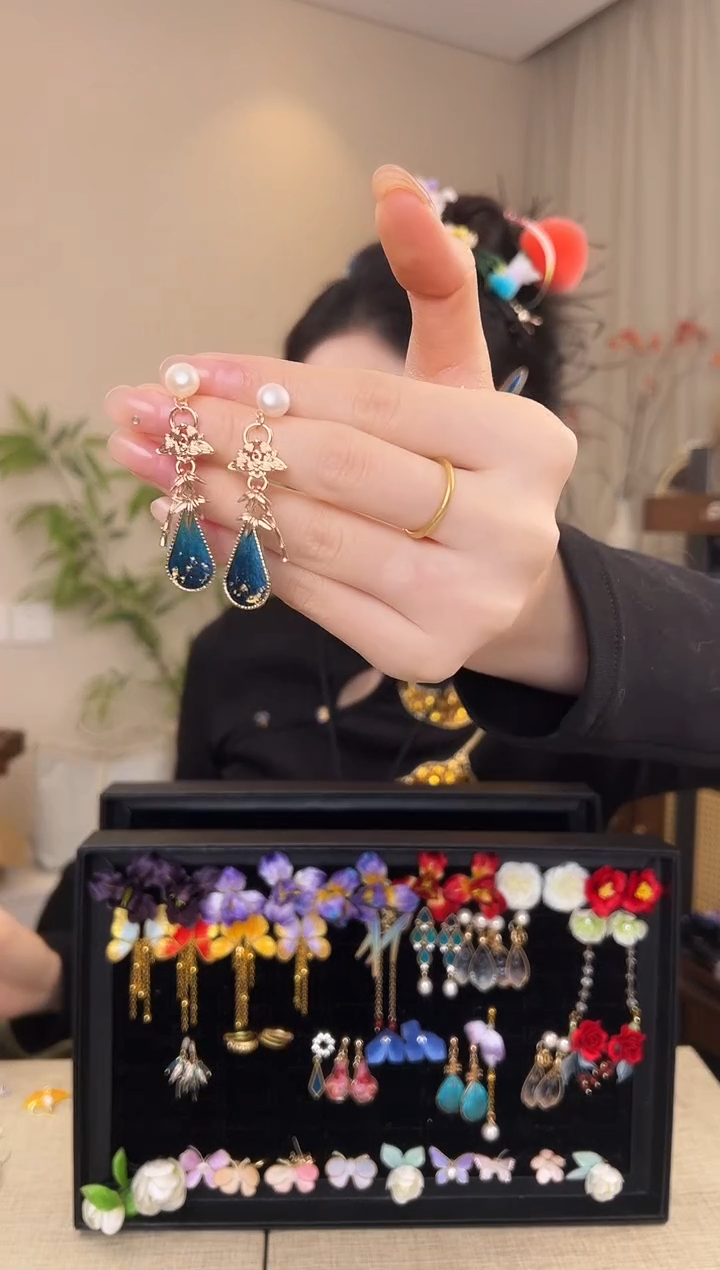 刺绣竹子款式耳钉