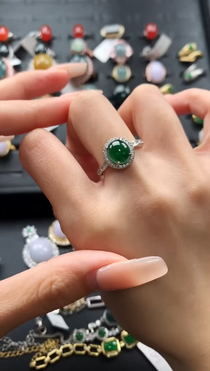 【闪购商品】翡翠戒指银S925镶嵌58654747654