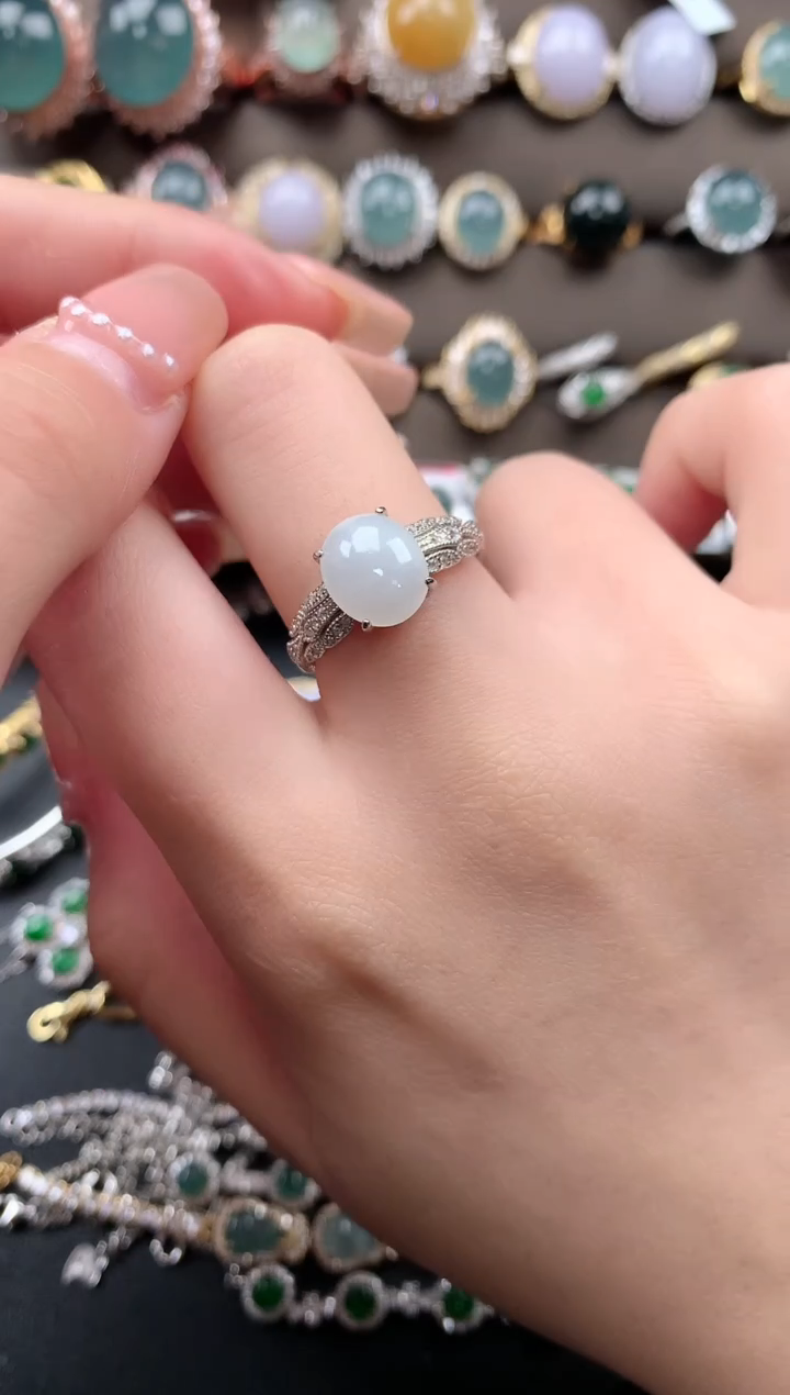 【闪购商品】翡翠戒指银S925镶嵌52141