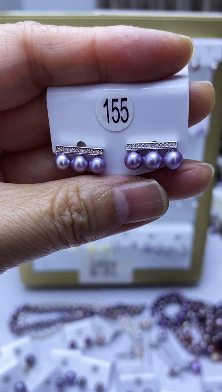 银S925镶嵌耳饰淡水珍珠155