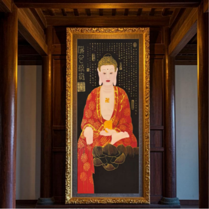 唐彩禅意画《佛心济世》