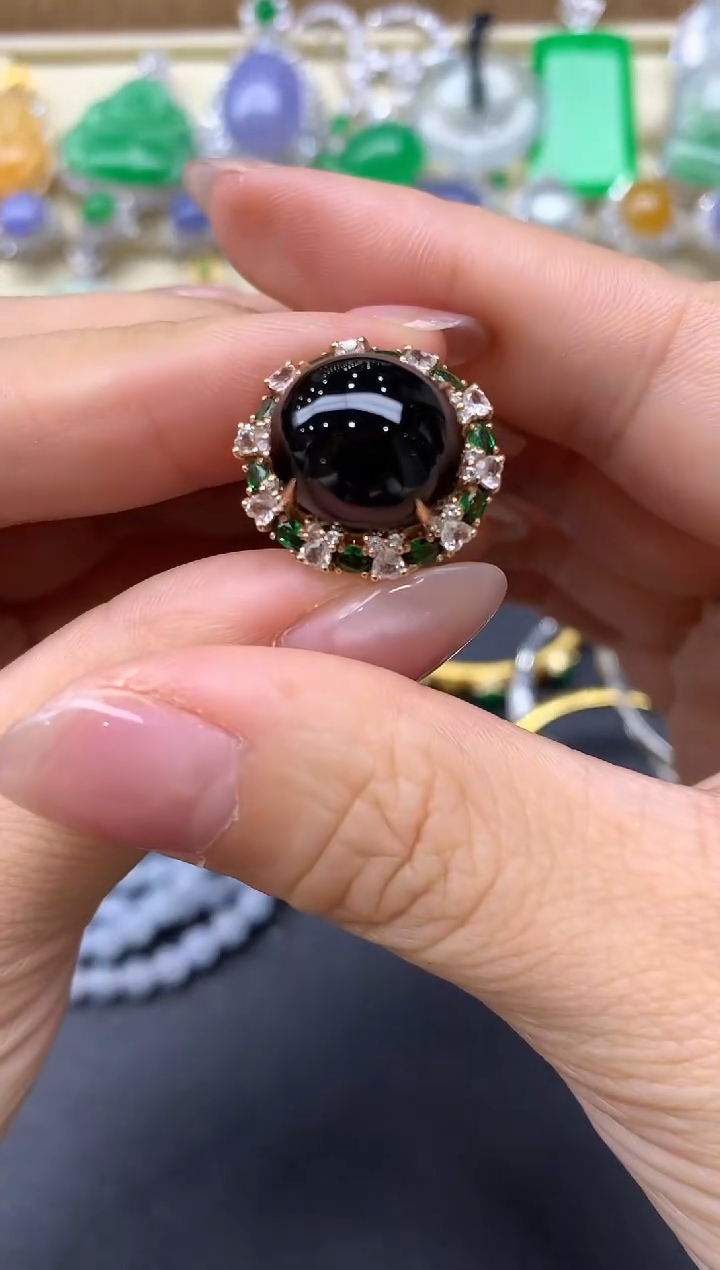 【闪购商品】翡翠戒指18K金镶嵌585-中国好珍宝