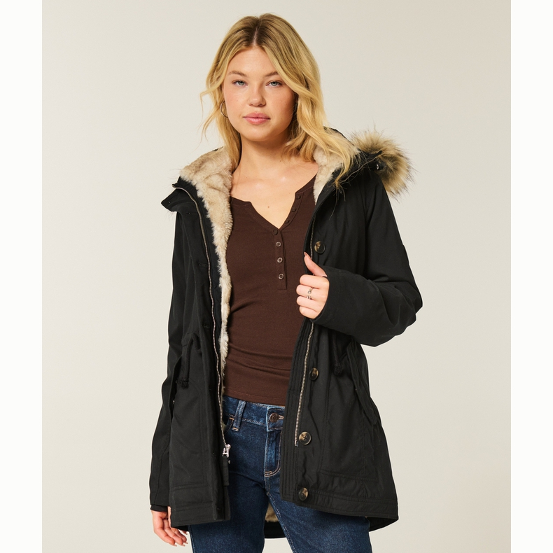 【抗风保暖】Hollister小海鸥图案25秋冬派克风棉服女装344-5073