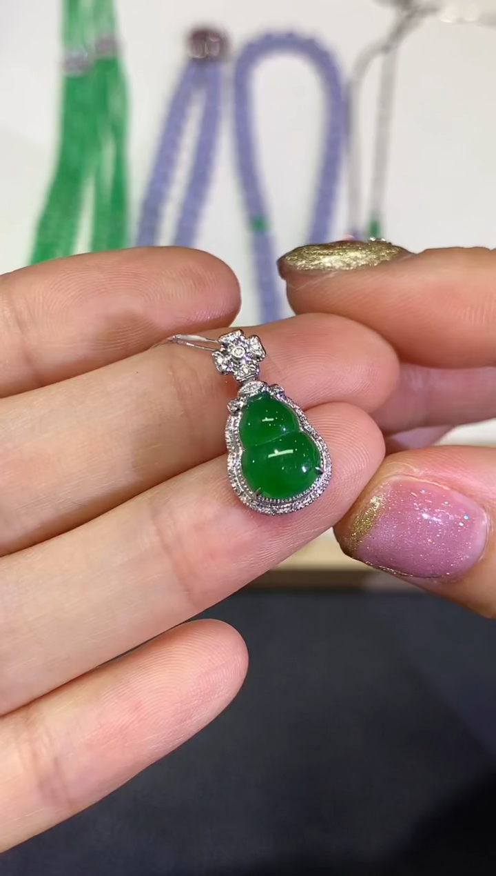 【闪购商品】翡翠颈饰18K金镶嵌团购25