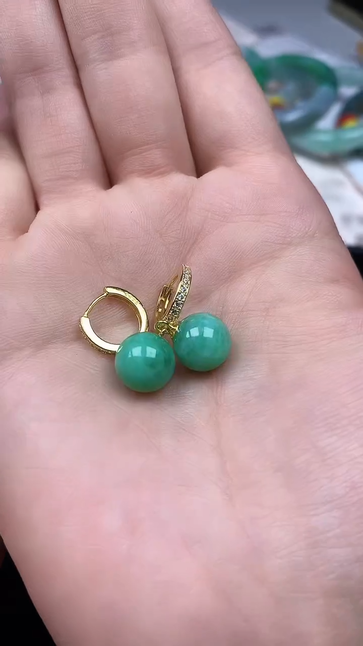 【闪购商品】翡翠耳饰银S925镶嵌耳饰