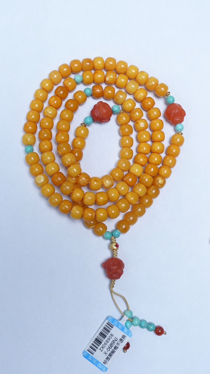 琥珀颈饰未镶嵌蜜蜡三不猴项链6-7mm