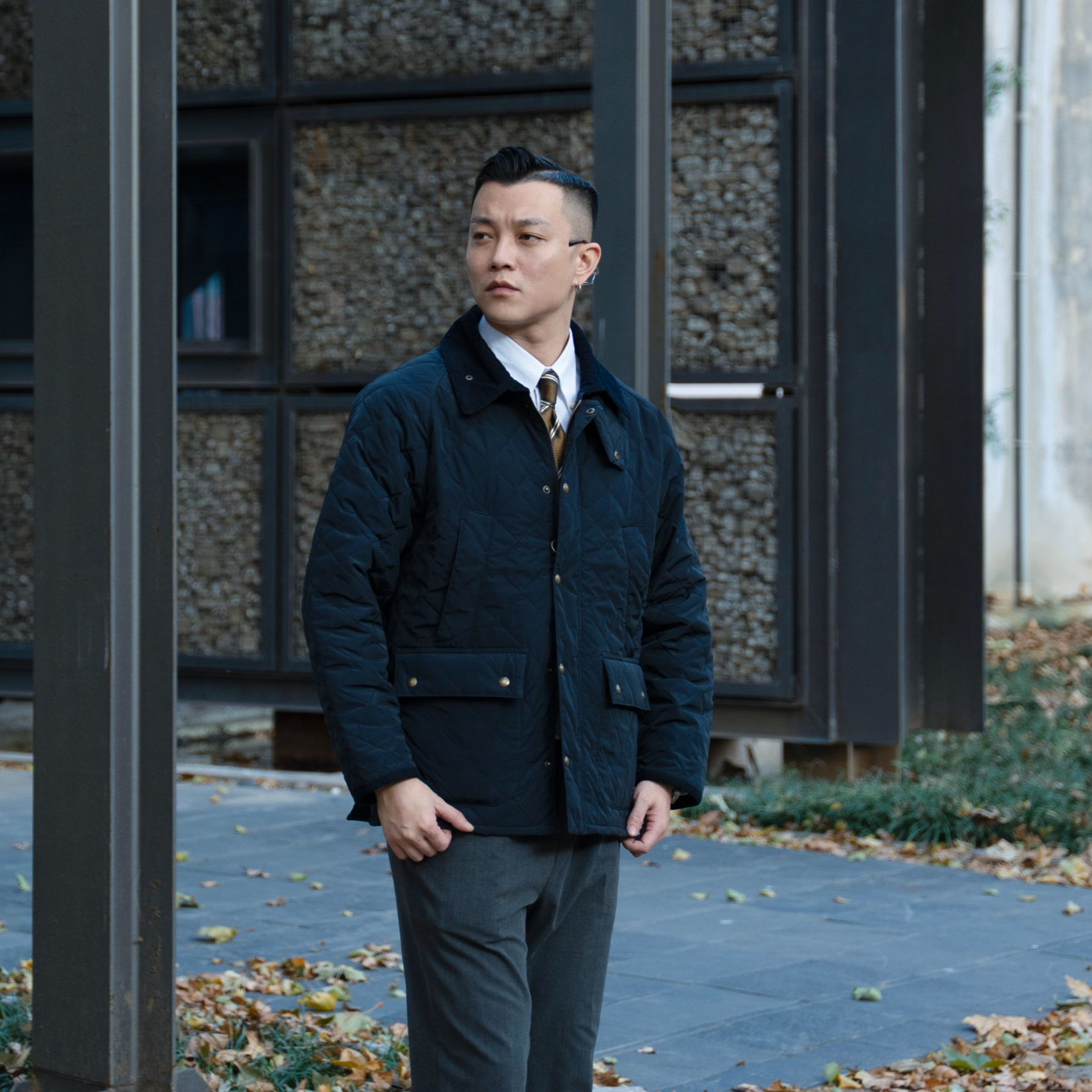 英式经典Bedale猎装轻便防水户外复古秋冬绗缝夹克翻领棉服男外套