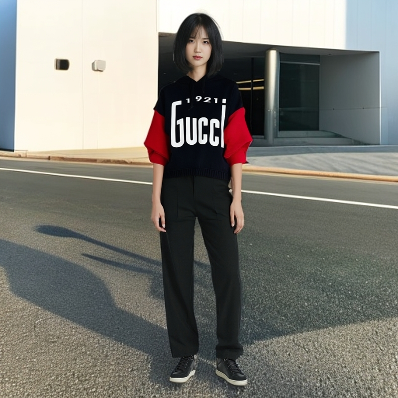 95新 GUCCI/古驰 字母印花连帽卫衣/ XL码/95新/公价6399