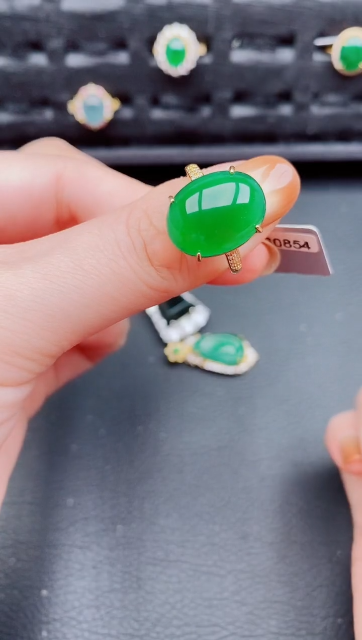 【闪购商品】翡翠戒指银S925镶嵌天然a货翡翠891