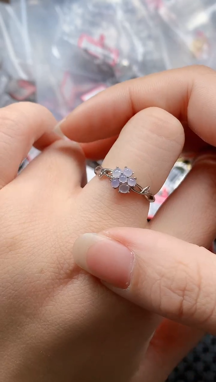 银S925镶嵌戒指翡翠天然A货缅甸翡翠