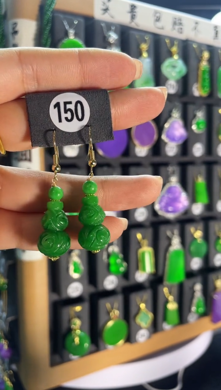 【闪购商品】翡翠耳饰银S925镶嵌150..