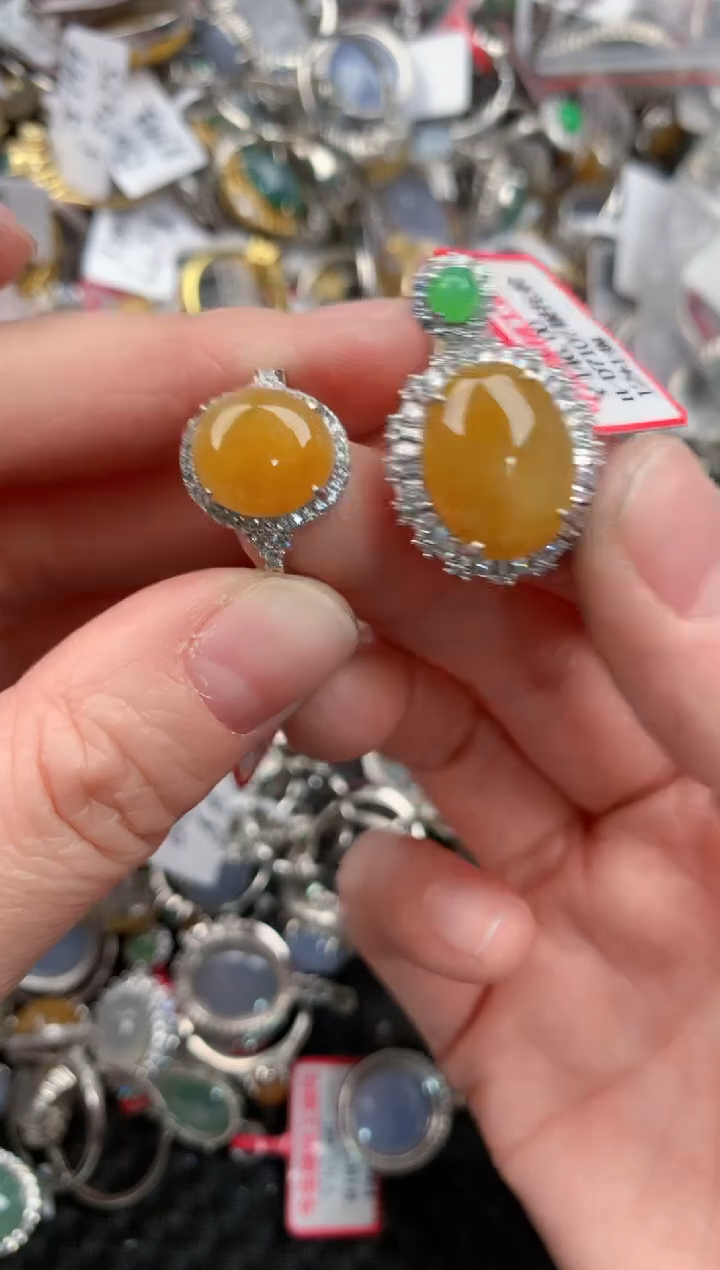 银S925镶嵌戒指翡翠444          7