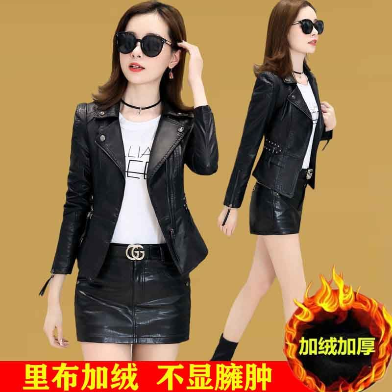 海宁皮衣外套女短款2025春秋新款时尚百搭修身显瘦洋气皮夹克外套