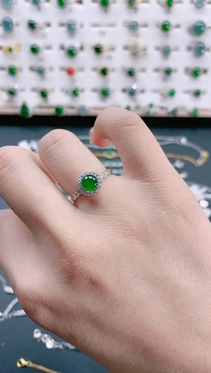 【闪购商品】翡翠戒指银S925镶嵌天然翡翠