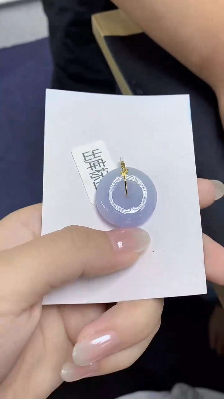 翡翠18K金镶嵌颈饰天然缅甸翡翠A货