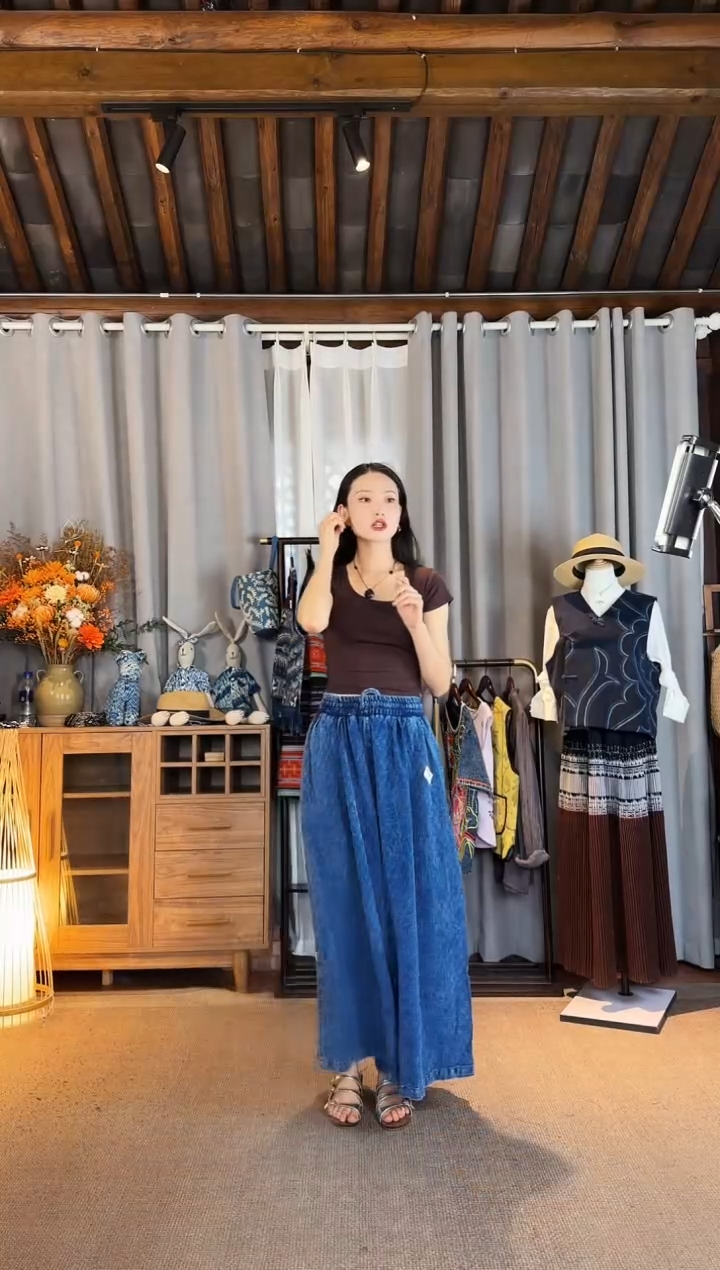 设计师款暗纹裤裙