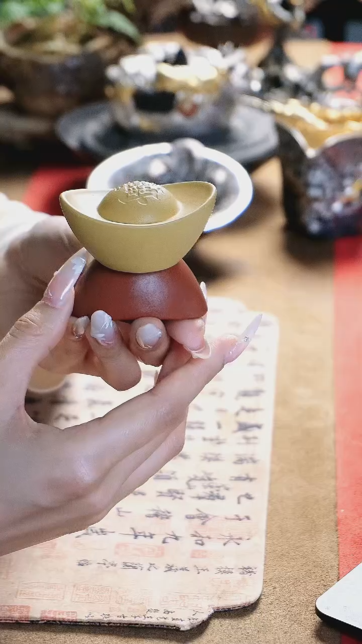 【闪购商品】紫砂龙杯垫设计摆件一对