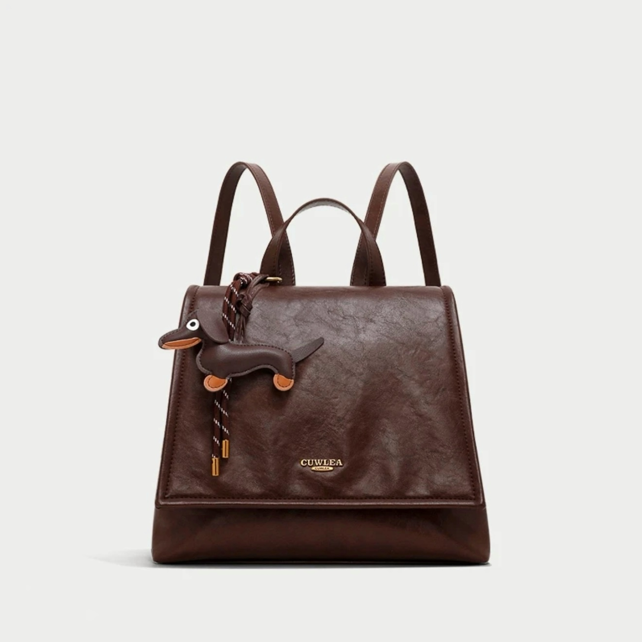 轻奢新款时尚双肩包8236棕色（送挂件）