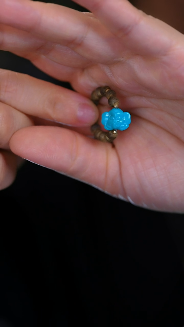 未镶嵌绿松石珠宝奇石小象戒指