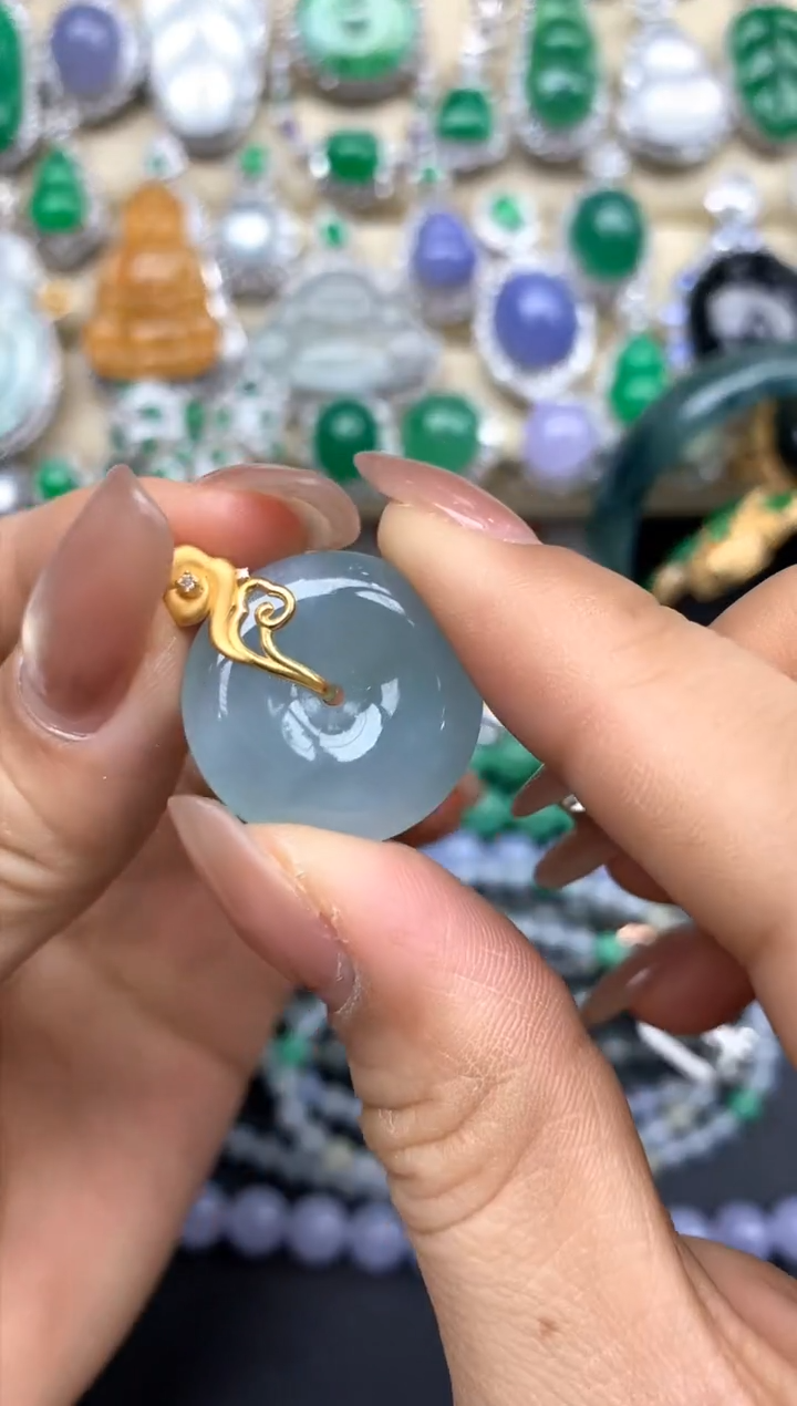 颈饰18K金镶嵌翡翠208-中国好珍宝