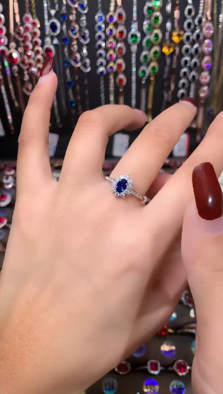 【闪购商品】蓝宝石戒指银S925镶嵌银色