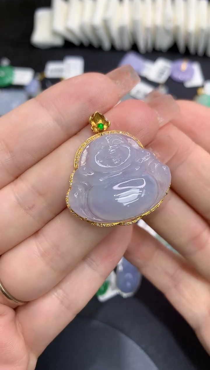 吊坠(不含链)18K金镶嵌翡翠11111111111111