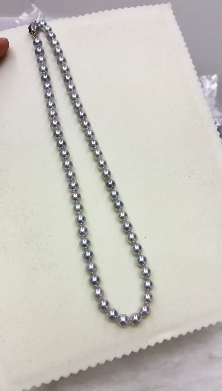 未镶嵌DA海水珍珠灰珠串链7 xt030