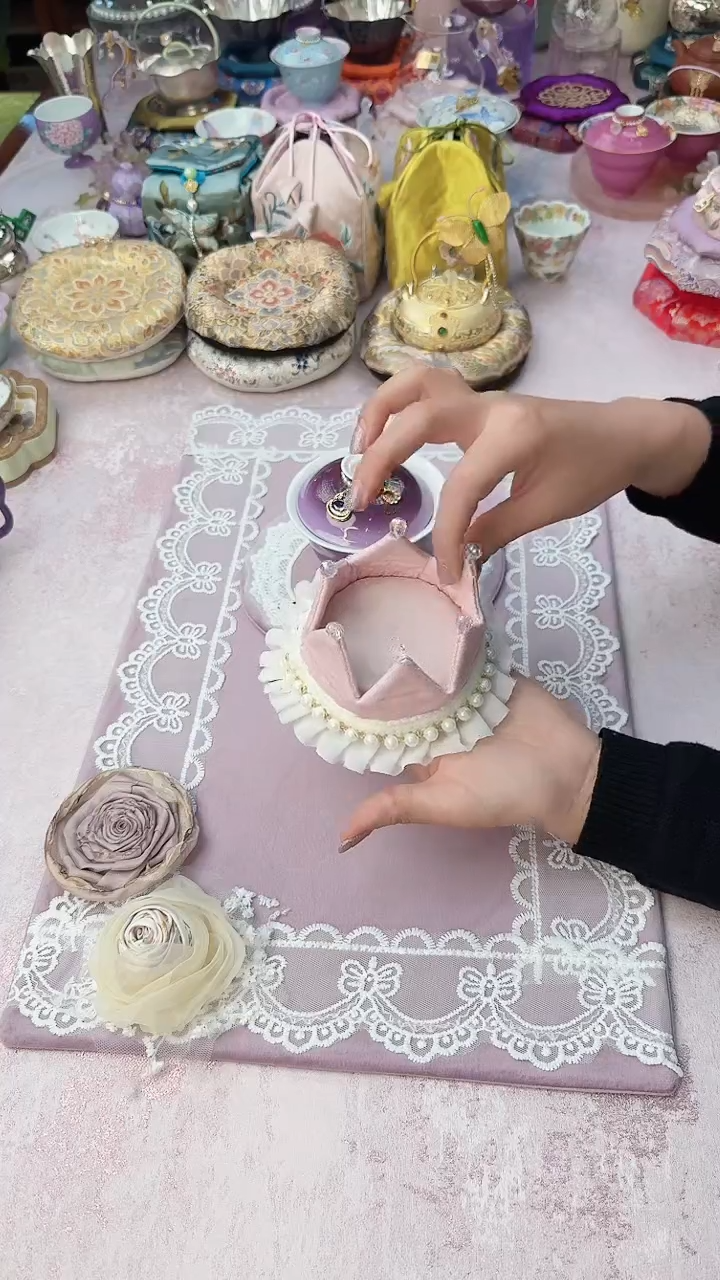 49粉色王冠木托杯托