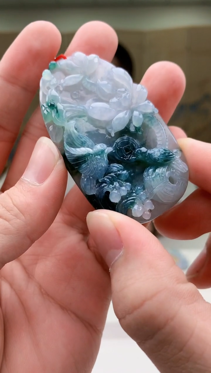 【闪购商品】定制翡翠未镶嵌4812bb-毛货挂件54