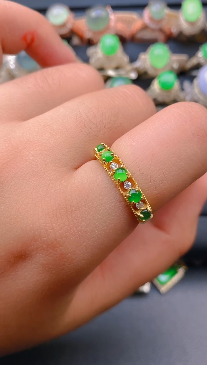 【闪购商品】翡翠戒指银S925镶嵌天然A货翡翠1