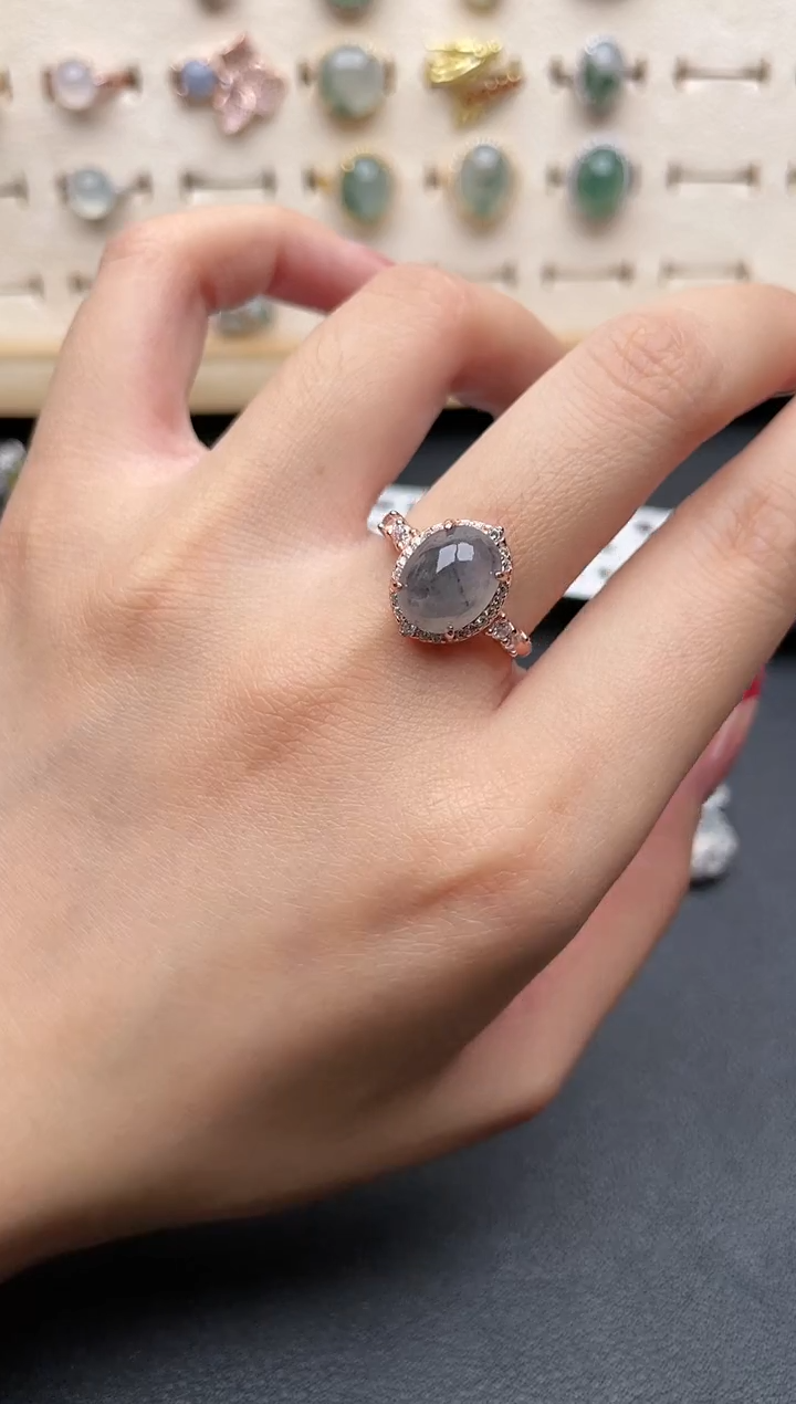 【闪购商品】翡翠戒指银S925镶嵌一物一证一礼盒