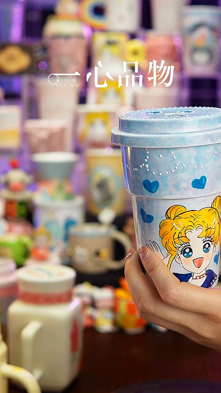 杯子瓷H90景德镇手工手绘杯子摆件