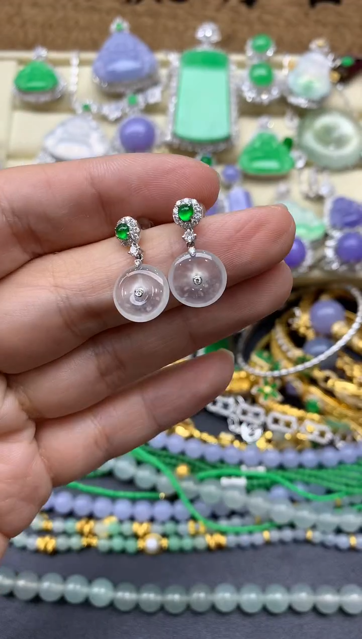 【闪购商品】翡翠耳饰18K金镶嵌515-中国好珍宝