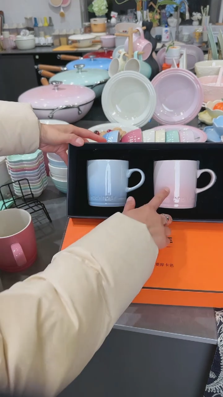 【闪购商品】瓷【春日之约】樱花粉+尼罗蓝对杯礼盒