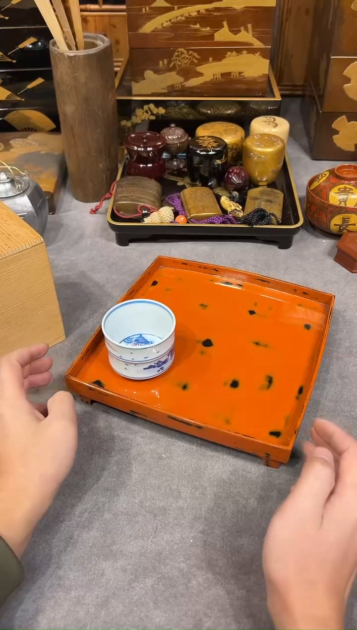 根来塗 茶台 大漆漆器大漆漆器