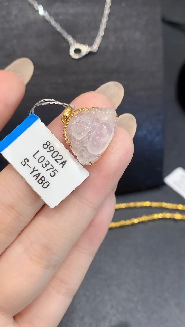 吊坠(不含链)18K金镶嵌翡翠L多样性发其一