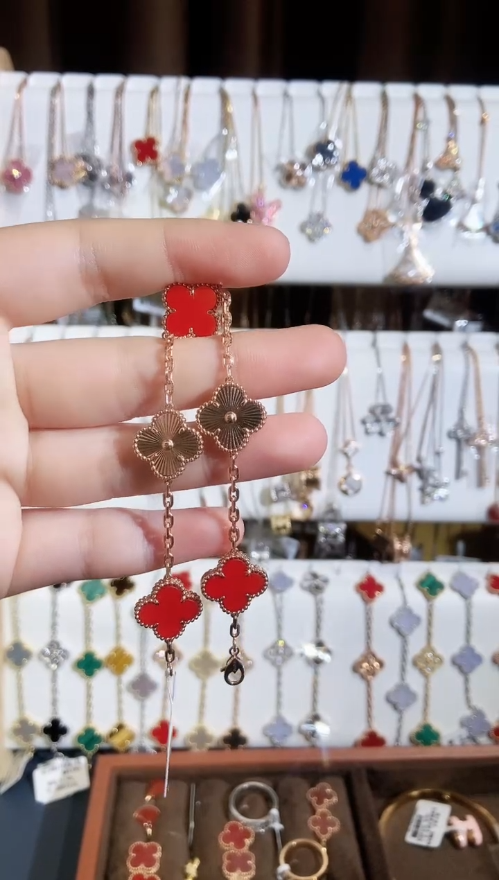 【闪购商品】玛瑙/玉髓手链18K金镶嵌玛瑙k玫红间镭射