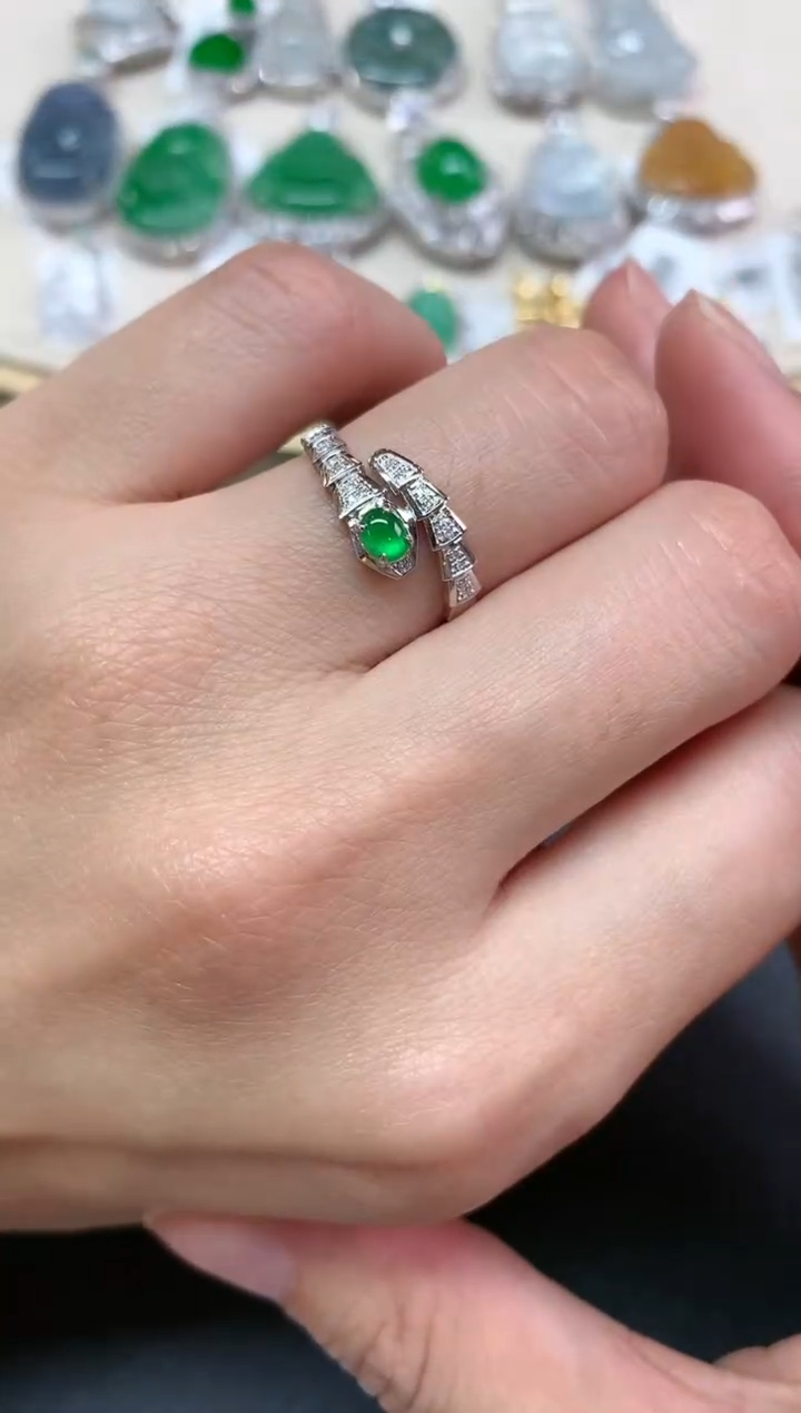 【闪购商品】翡翠戒指18K金镶嵌W193|1980多样性发其一