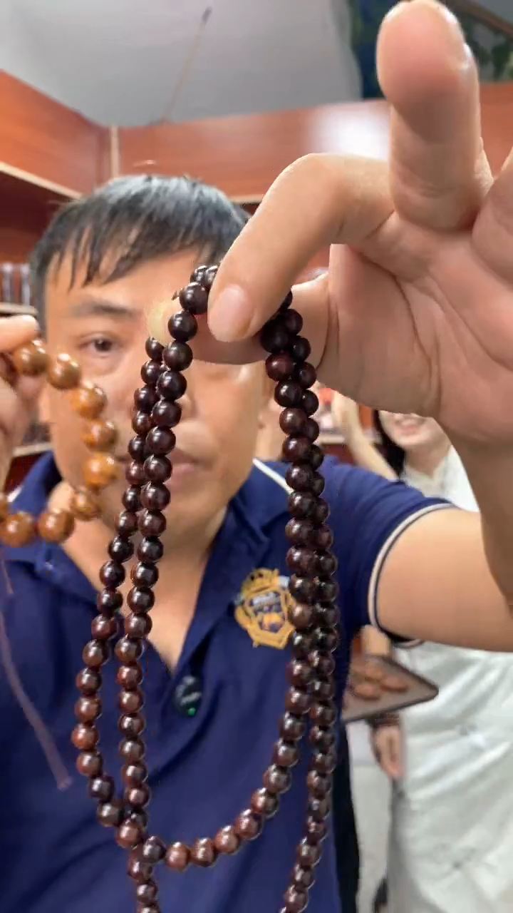 黄花梨/降香黄檀海南黄花梨紫油梨0.8x108长款手串（配牌子）