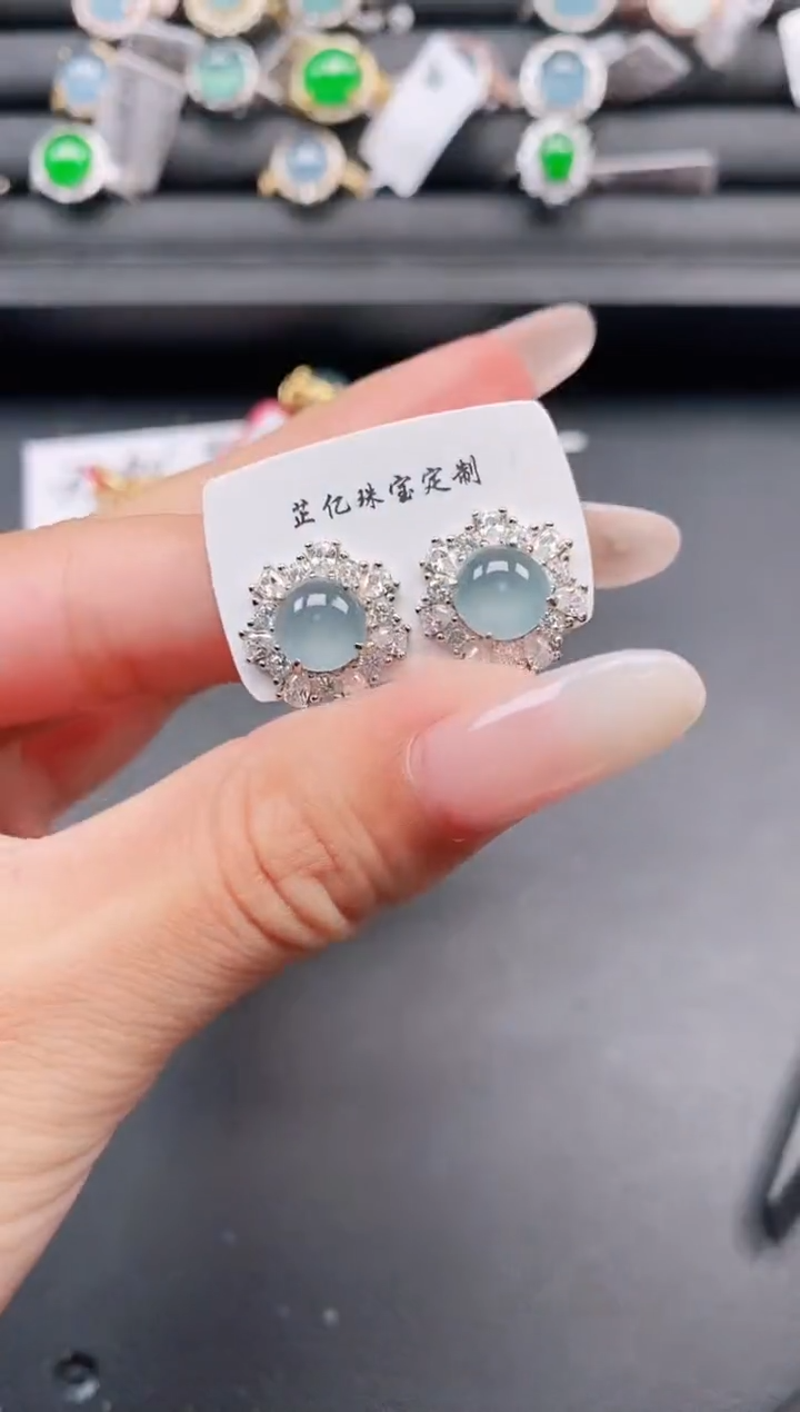 翡翠戒指银S925镶嵌1111