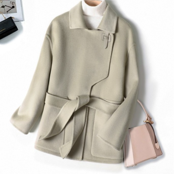 2025秋冬爱马家气质小众设计感双面呢大衣外套女 083