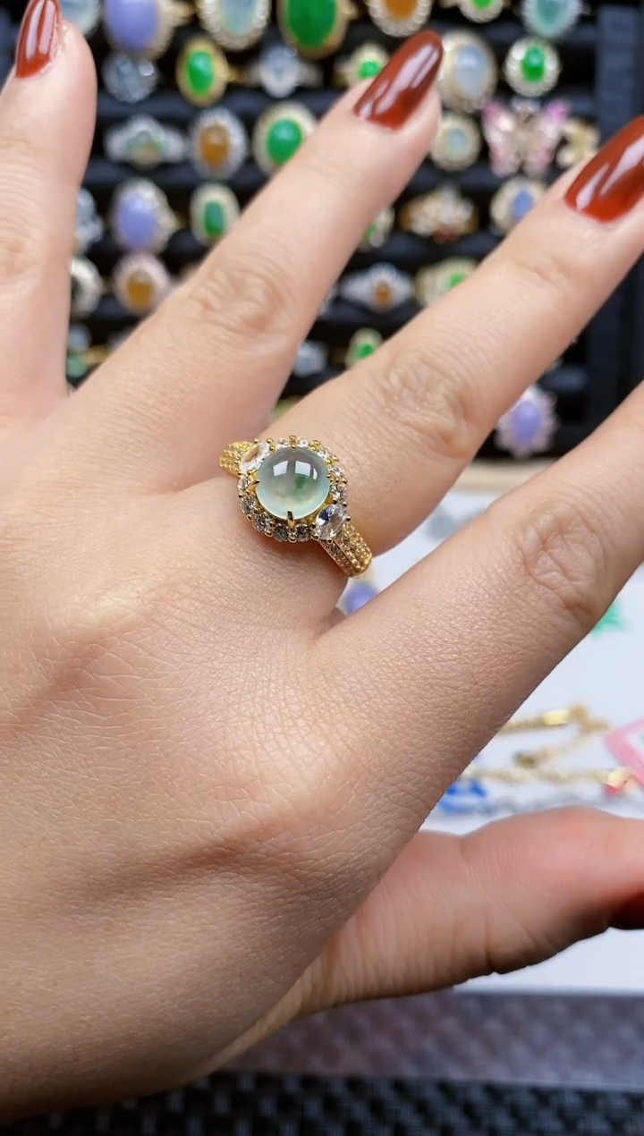 银S925镶嵌戒指翡翠58